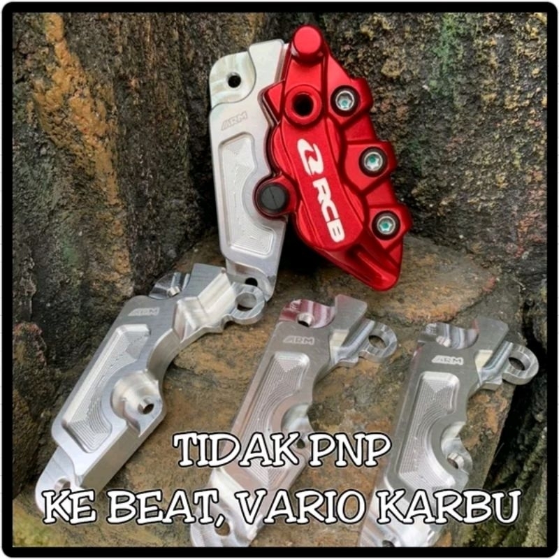 Bracket Breket Pangkon Kaliper Cakram Depan 2P 2 Piston RCB Bottom Shock Vario Beat Scoopy Genio Spa