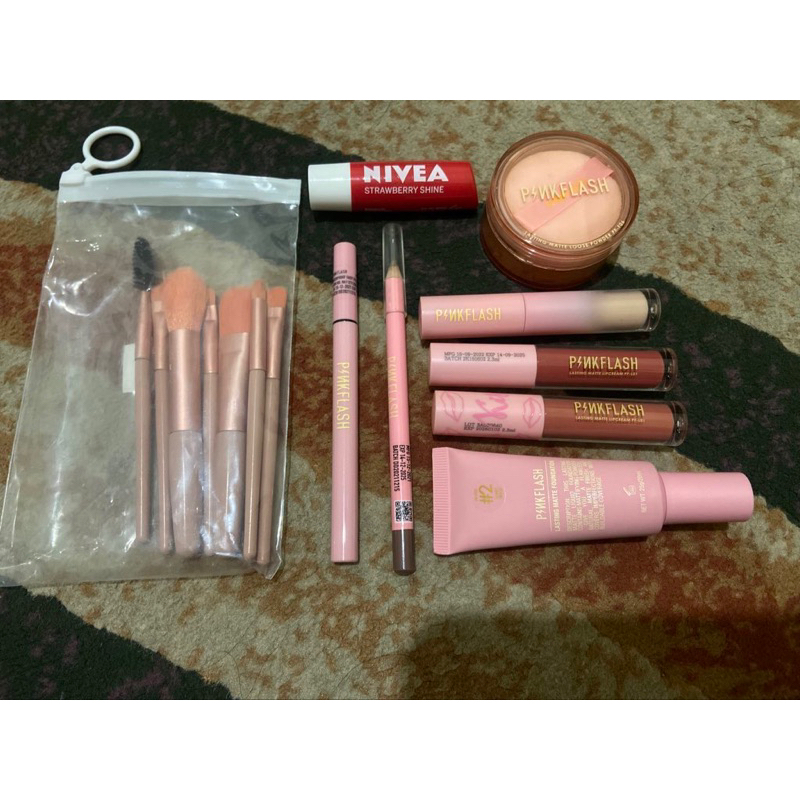 pinkflash pink flash make up bb powder concealer lip tin lipstik foundation foundi mascara maskara e