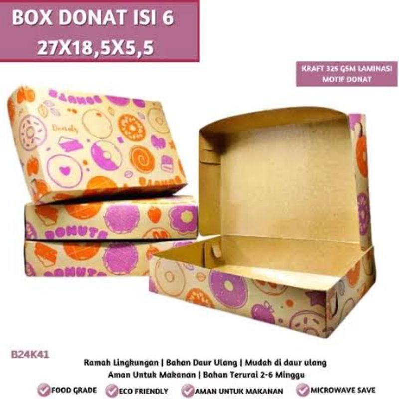 

dus donat box donat isi 6 bahan laminasi 10 lembar