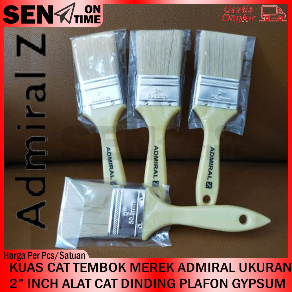 Kuas Cat Tembok Merek ADMIRAL Ukuran 2” Inch Alat Cet Dinding Plafon Gypsum Gipsum Pelapon Plapon Pl