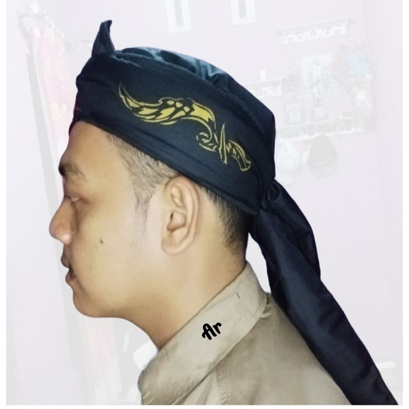 iket udeng blangkon peci hitam bermotif kujang sunda jawa solo jogja kliwir motif hitam kujang ukura