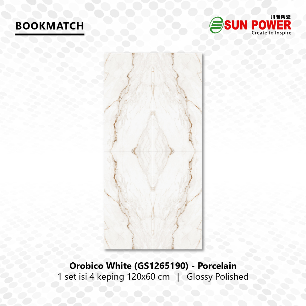 Granit Bookmatch Glossy Polished - Orobico White | Sun Power