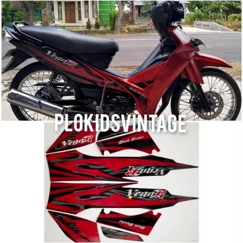 STRIPING STICKER YAMAHA VEGA R NEW 2008 HITAM MERAH