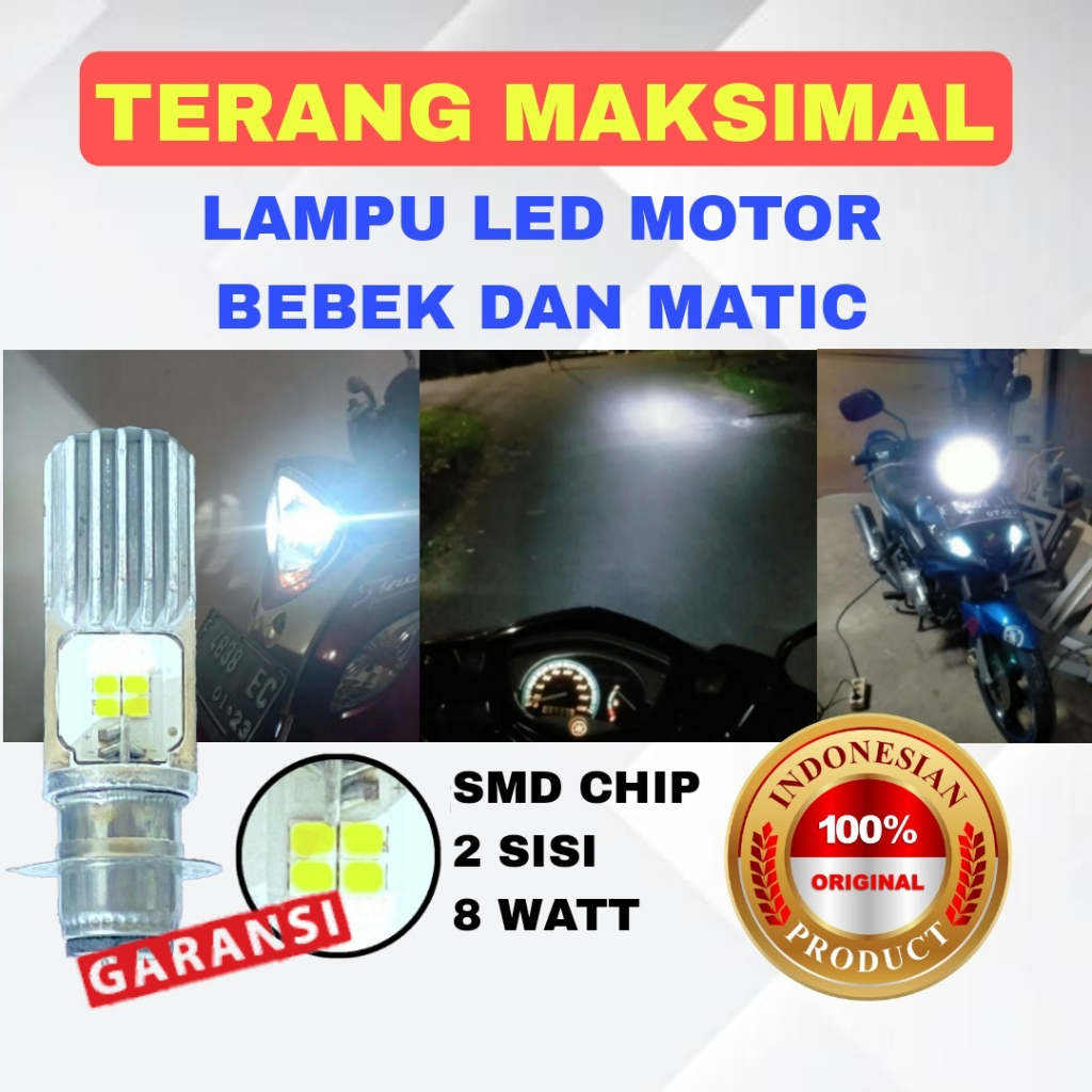 Lampu Led Motor Untuk Semua Bebek &amp; Matic M2B H6 Ac Dc PNP Langsung Pasang Paling Terang / Lampu Led Motor Beat Deluxe FI Vario Old New 125 150 160 Supra X 125 Astrea Mio Jupiter Supra Lampu LED Motor H6 Hi-Lo 8W+8W AC DC AYOTO M2B BEBEK DAN MATIC - Putih