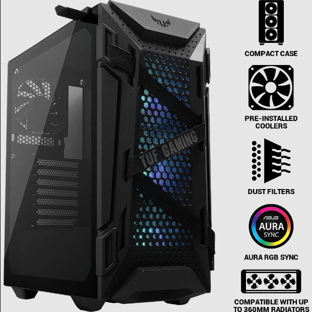 Casing ASUS TUF Gaming GT301 Mid-Tower Tempered Glass Gaming Case