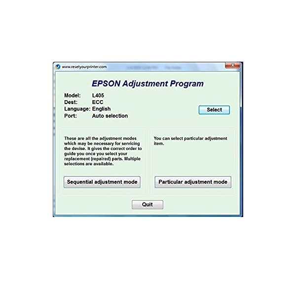 Resetter / Reseter / Reset Printer Epson L405