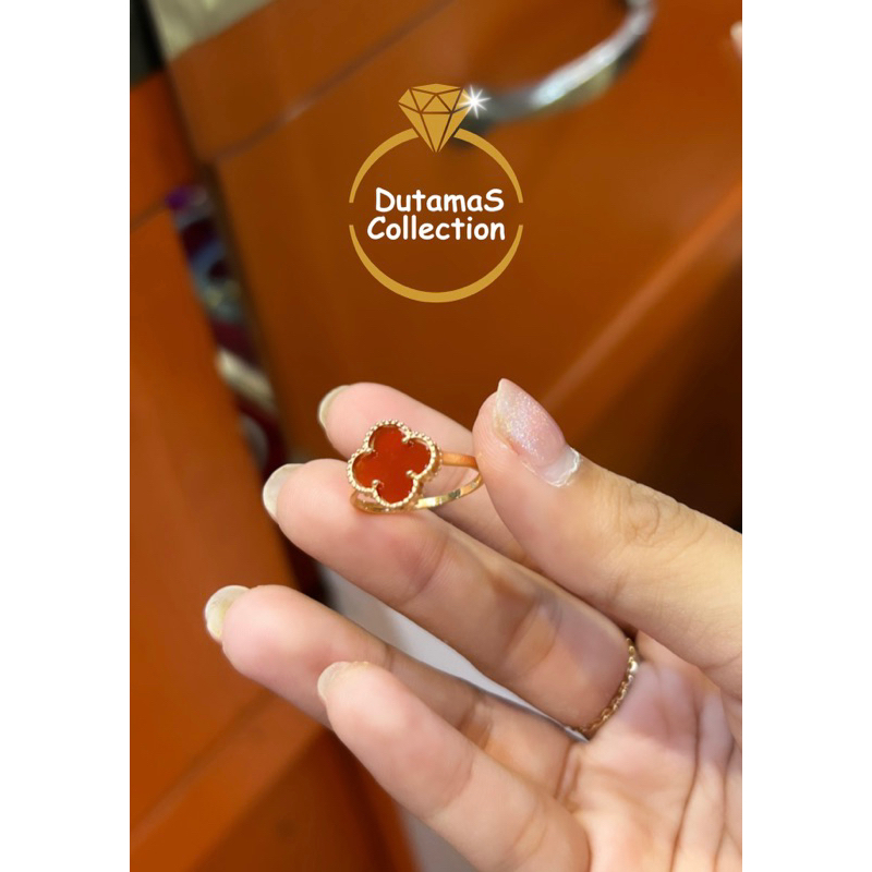 Cincin Vancleef Series Maroon Berat 1,3 gram Emas Asli Kadar 375% (8k)