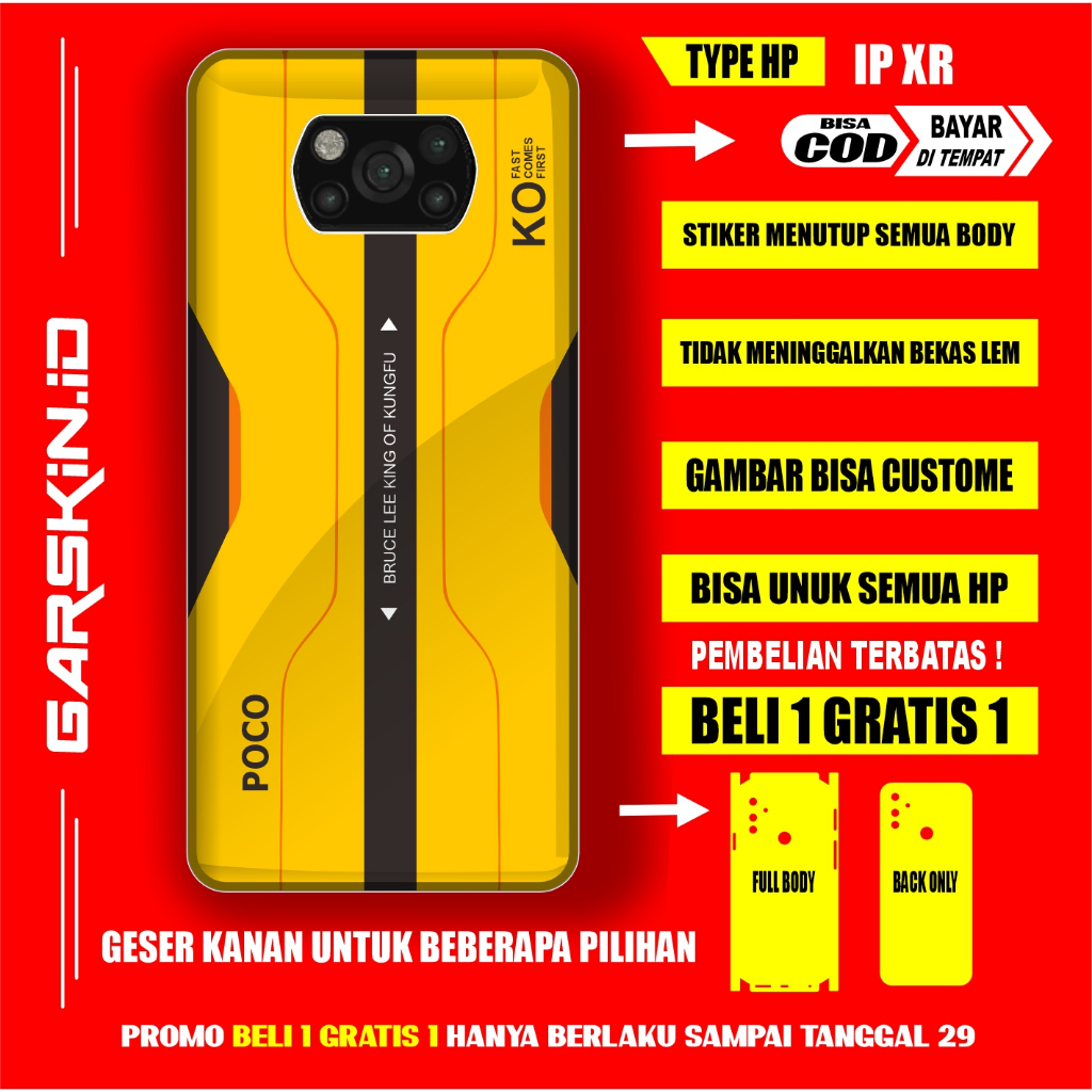GARSKIN POCO X3  AKSESORIS CASING PELINDUNG HP POCO ORIGINAL GRASKIN  POCO X3 FULLBODY SKIN PROTEC D