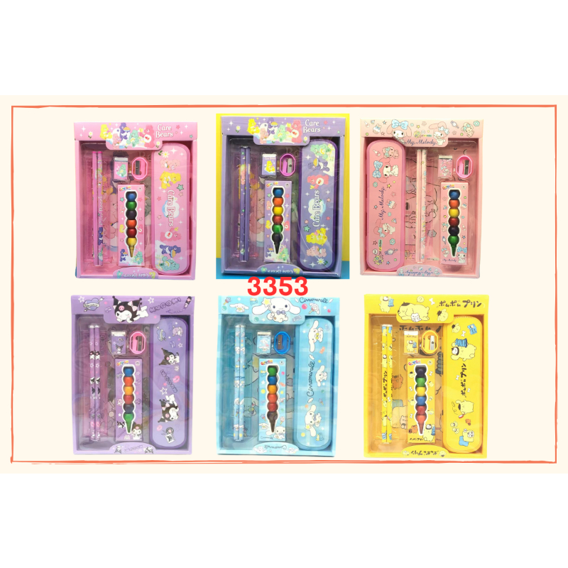 

KJ!!! SATU SET PERLENGKAPAN ALAT TULIS SEKOLAH ANAK LUCU ATK MURAH SOUVENIR HADIAH STUDY SET P/CASE + CRAYON MOTIF UN 3353