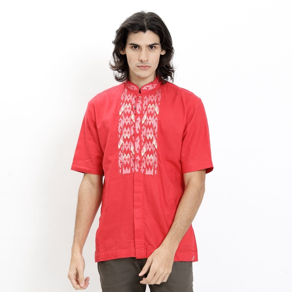 Preview Baju Koko Pria Lengan Pendek Merah Cabe By Itang Yunasz Limited - 1846