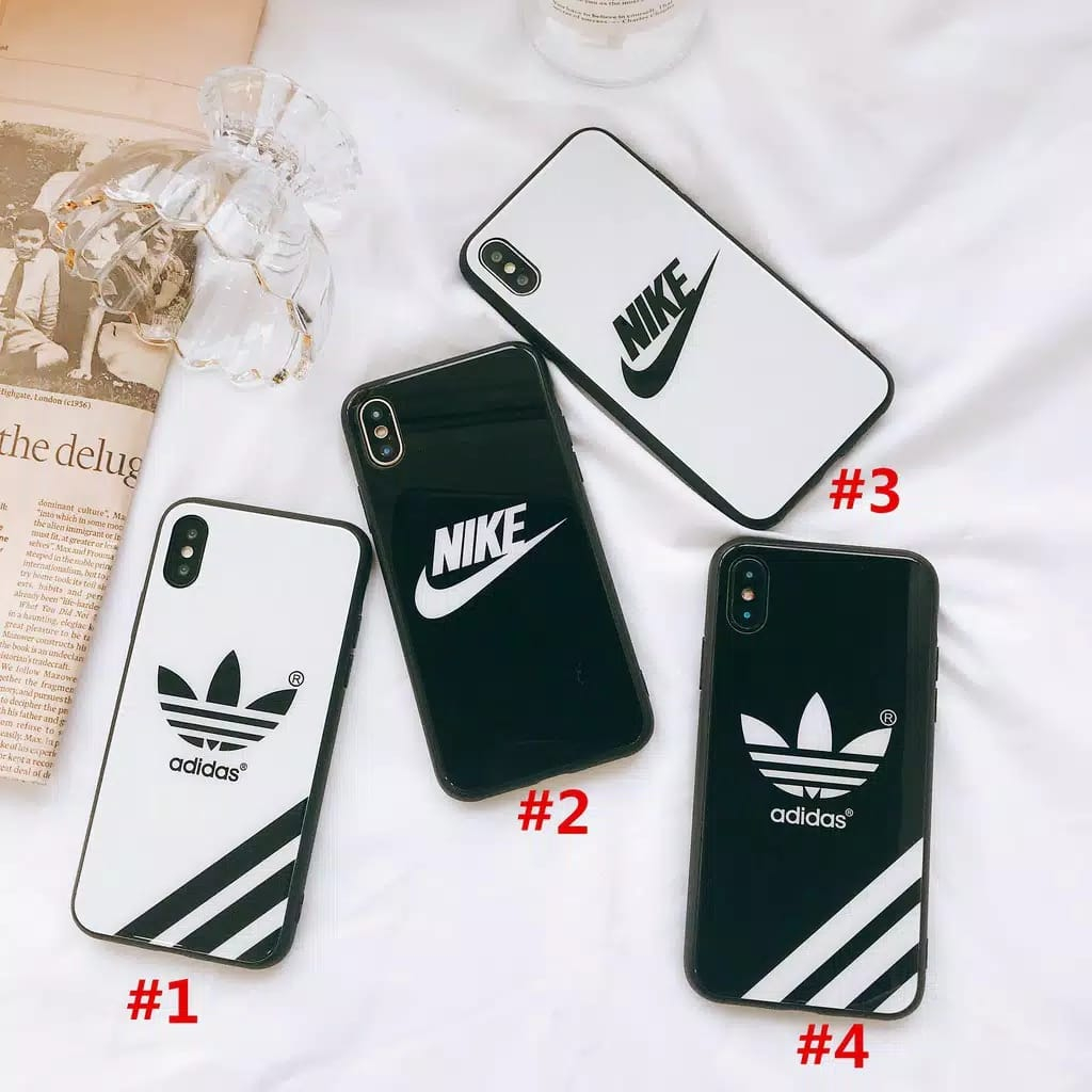 VIVO Y11 , VIVO Y12 / Y15 / Y17 , Y19 , Y50 , Y30 , Y30i PREMIUM SOFT CASE GLASS MOTIF NIKE ADIDAS