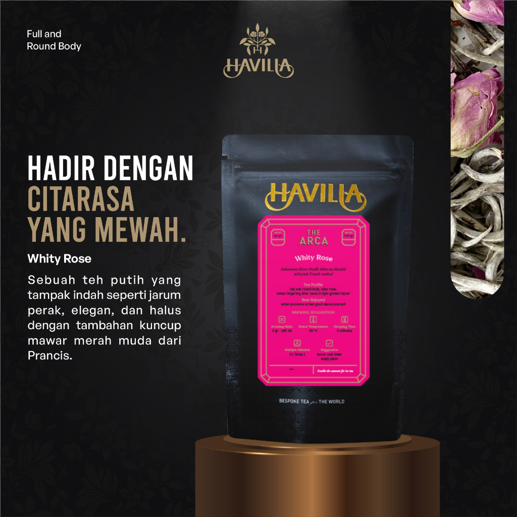 

Havilla Whity Rose White Tea / Teh Putih Bunga Mawar / Teh Putih / White Tea / Silver Needle dan Rose tea