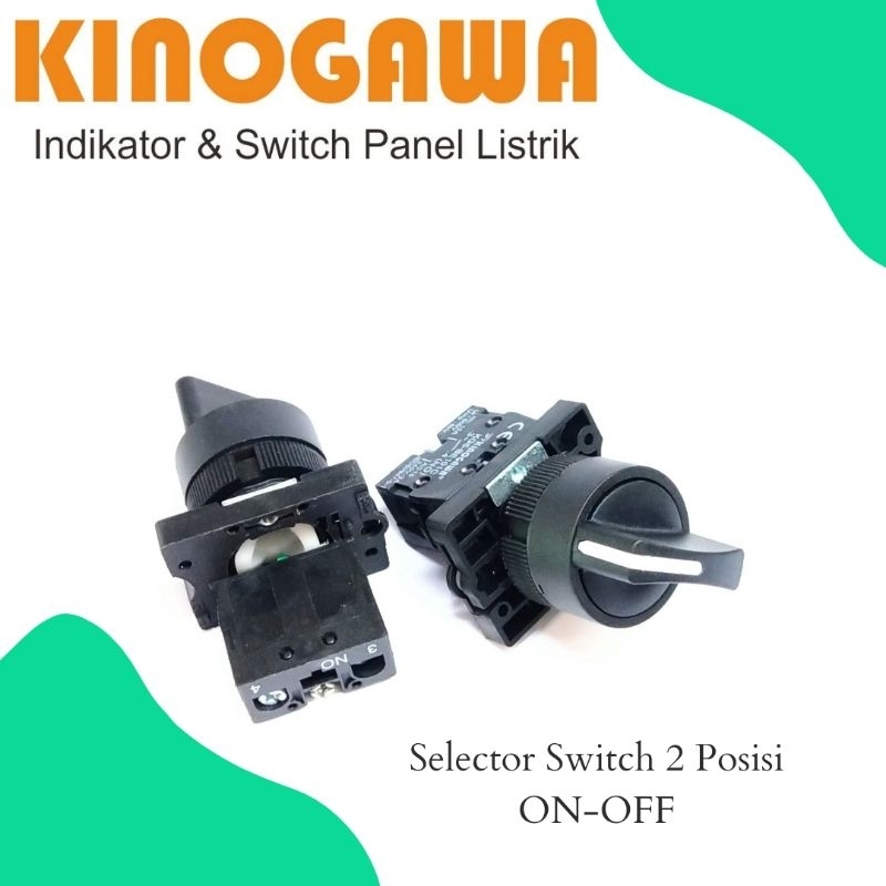 KINOGAWA Selector Switch 22mm 2 Posisi XB2 Saklar Putar Selector Ohm Saklar Panel Mesin Otomatis