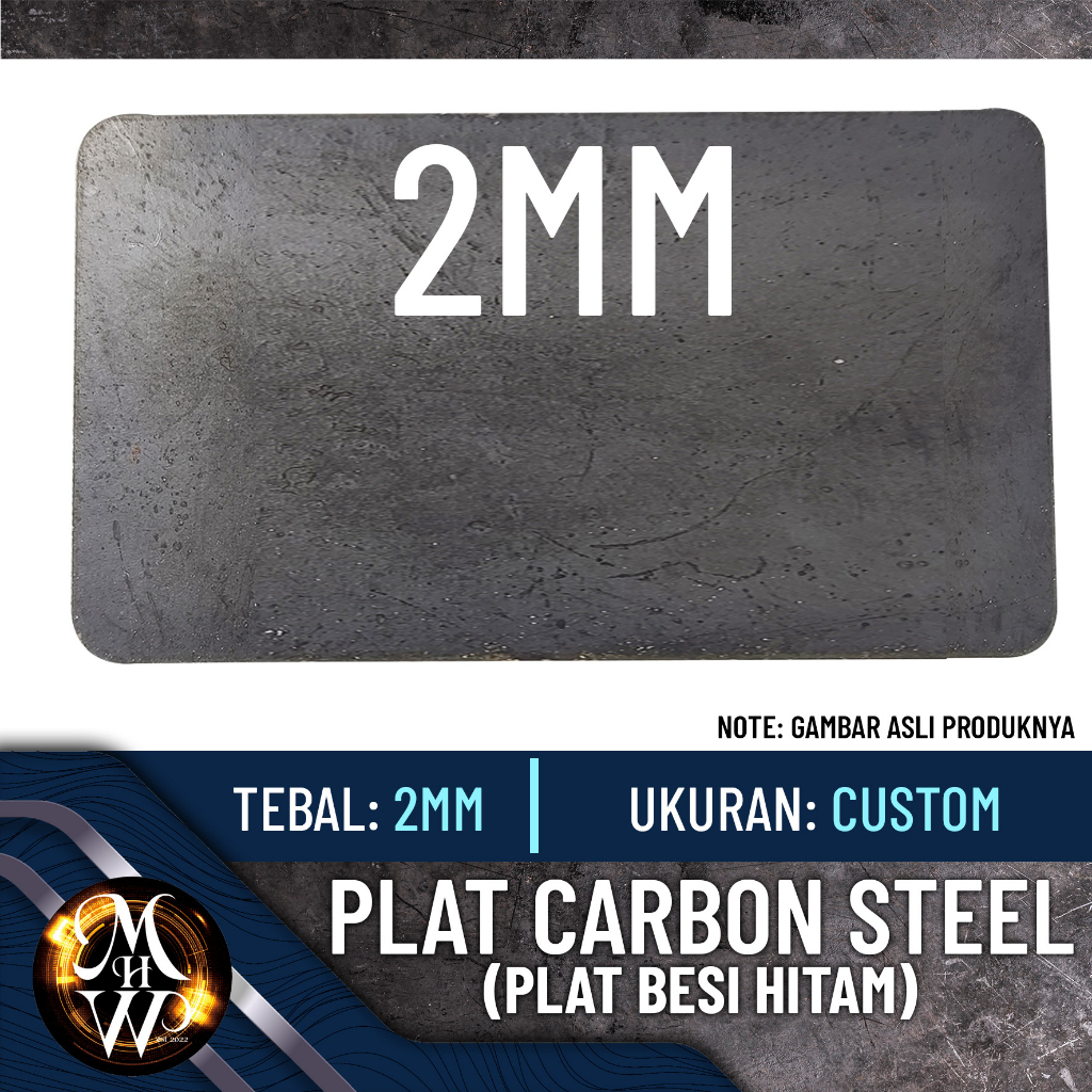 Plat Besi / Carbon Steel -- Tebal 2mm -- Custom (Kelipatan 5cm x 5cm)