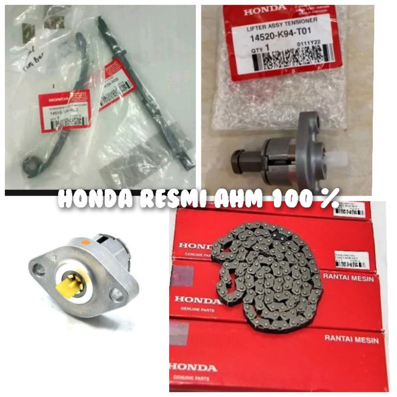 Paket Tensioner K56  Tonjokan keteng+Rantai keteng+Karet tensioner Honda original 100% - CBR 150 New
