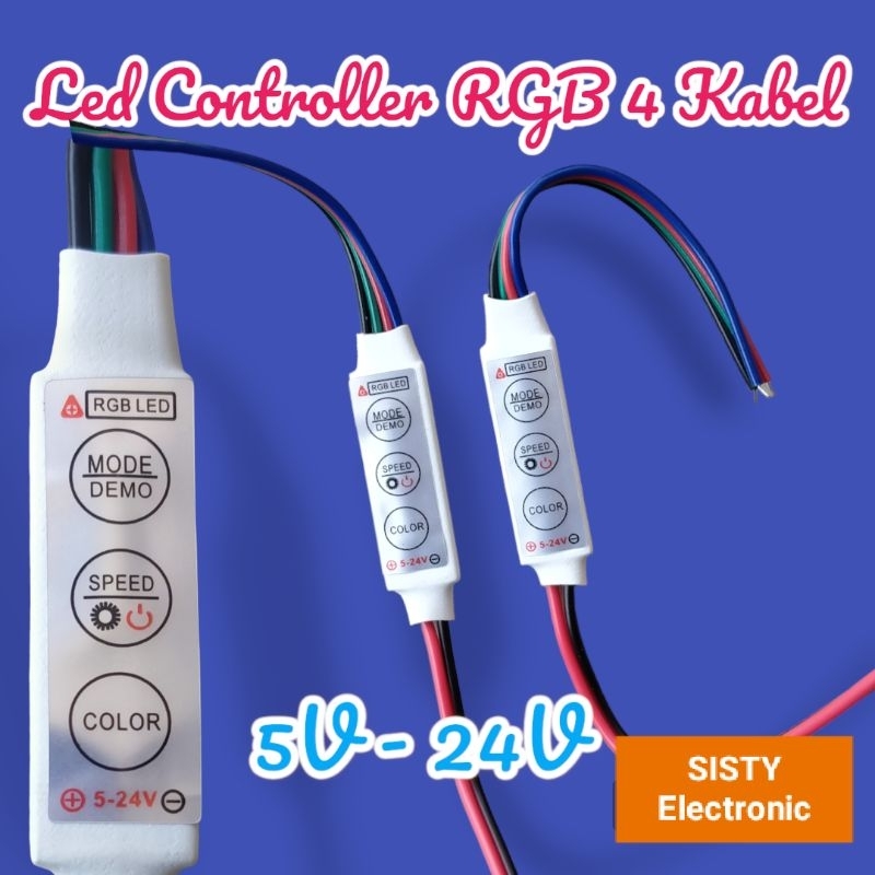 Modul Led Dimmer Controller 4 Kabel 5v - 24v Pemgatur lampu layangan Motor Mobil