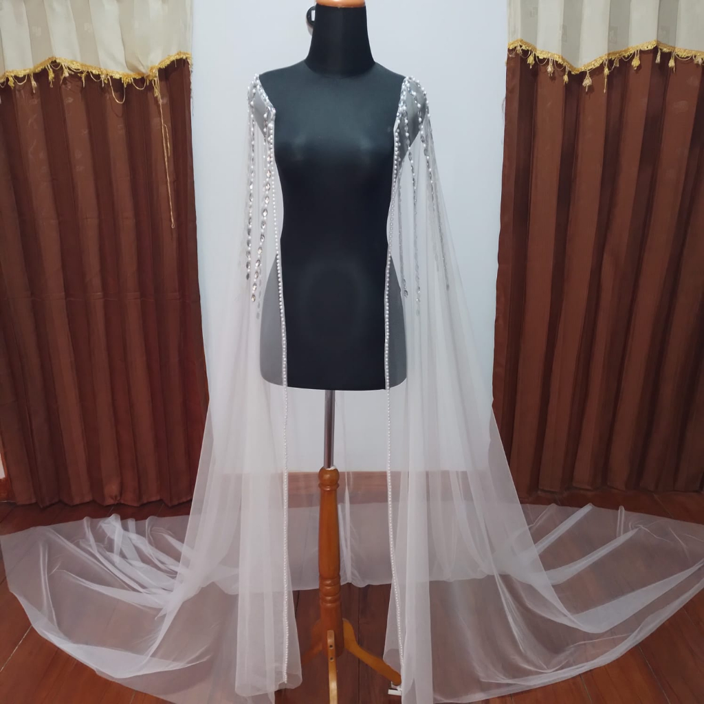 wqe Hiasan Baju Pengantin/ Jubah Pengantin Elegan Handmade Mutiara