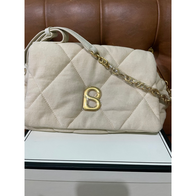 ZOEY DENIM BAG BUTTONSCARVES beige