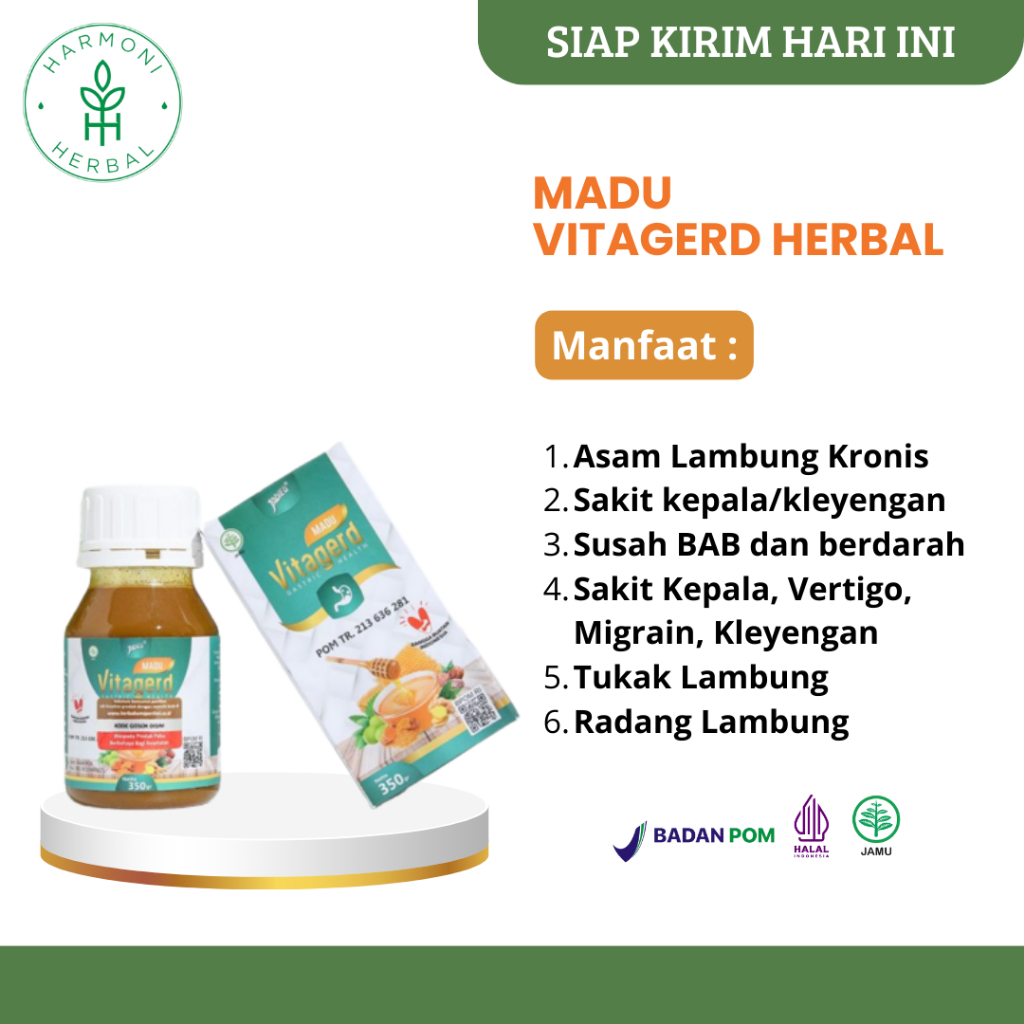 Madu VITAGERD Herbal Solusi Untuk  GERD dan Asam Lambung Original Asli Ori dengan Gejala Susah Tidur