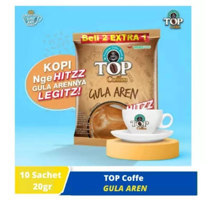 

TOP KOPI / TOP COFFEE GULA AREN Renceng 15x22gr 1renceng isi 15pcs