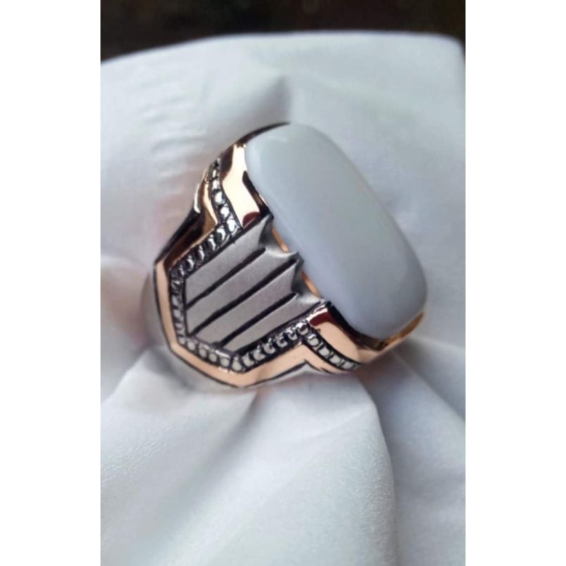 BATU YAMAN ABYAD RING PERAK