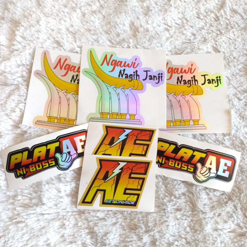 

sticker plat AE / ngawi nagih janji / stiker viral / keren / hologram