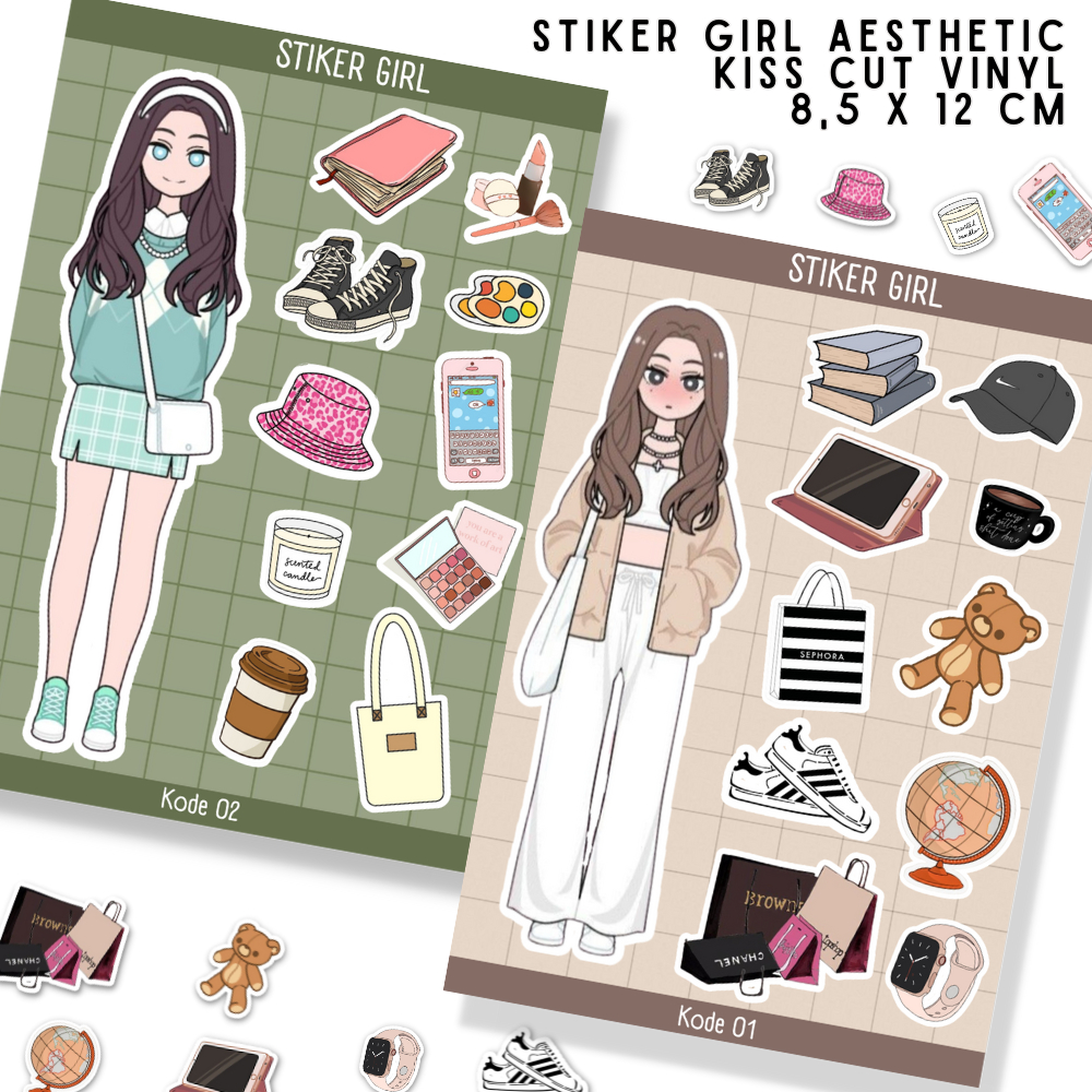 

STIKER AESTHETIC KARTUN WANITA KARTUN GIRL KISS CUT ANTI AIR
