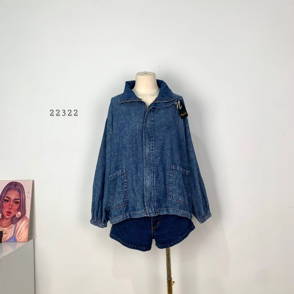 OUTER JAKET JEANS  TWIN POCKET DEPAN VARIASI SERUT BAGIAN BAWAH TANGAN PANJANG PREMIUM JAKET JEANS P