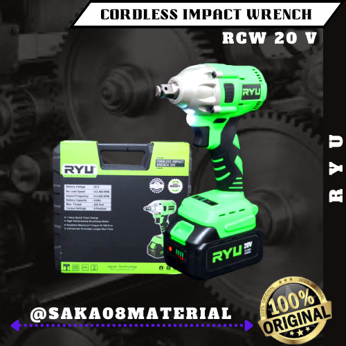 JUAL CORDLES IMPACT WRENCH 20 VOLT 4 AMPERE  TIPE RCW20V RYU ORIGINAL TERBARU / MESIN IMPACT WRENCH 