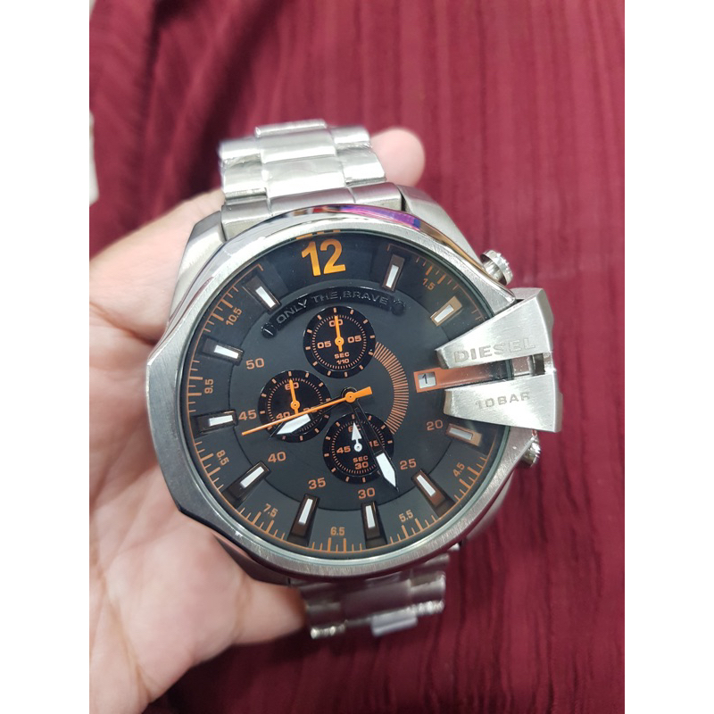 jam tangan DIESEL ONLY THE BRAVE, all steel mesin jepang chrono