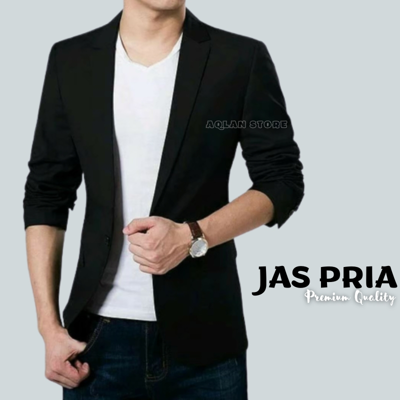 Jas Hitam Pria Casual Slimfit Semi Formal Pengantin Korean Style Blazer Pria Jas Blazer Cowok Blezer