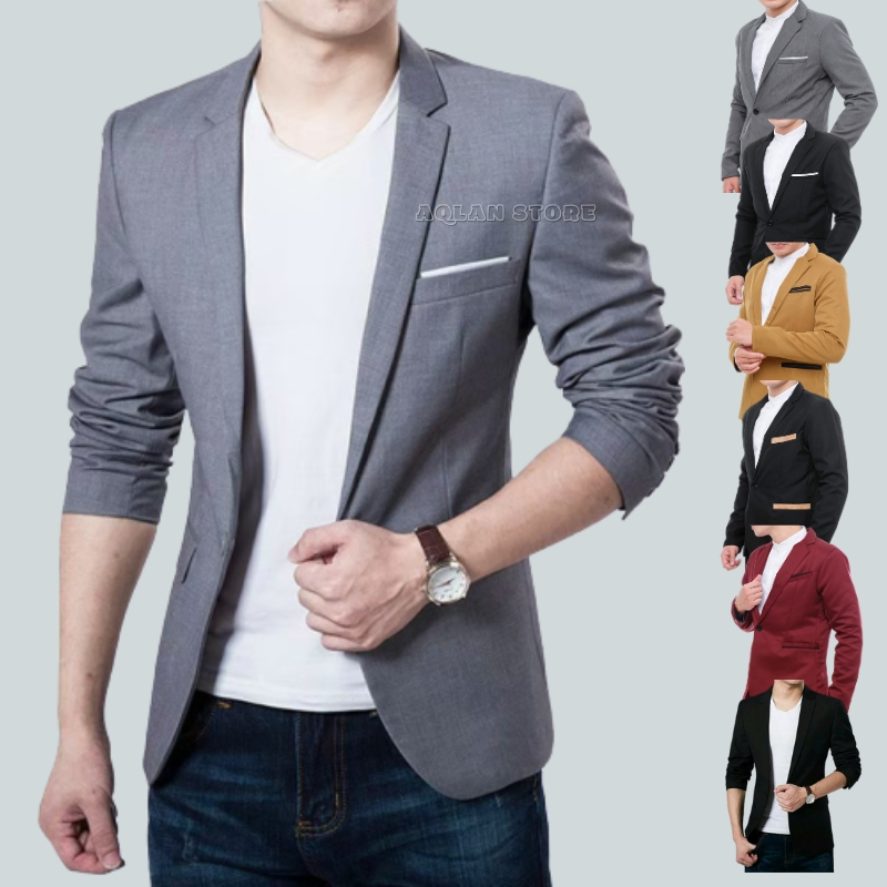 Jas Blazer Pria Slim Fit Casual Korea Style Santai Jas Formal Pengantin Blezer Pria Jaz Pria Blazer 