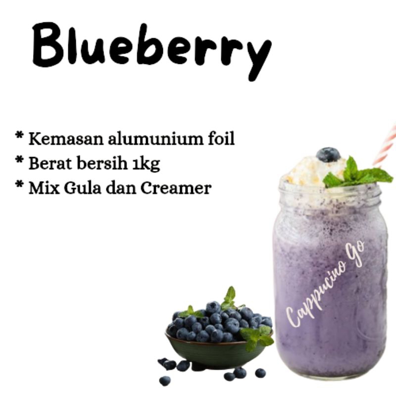 

BUBUK MINUMAN BOBA / POWDER DRINK RASA BLUEBERRY 1KG MIX GULA
