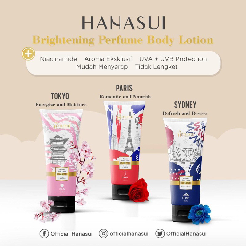 ❤ EGA BEAUTY  SKINCARE & COSMETIC STORE TRENGGALEK❤️HANASUI BRIGHTENING PARFUME BODY LOTION 180ML