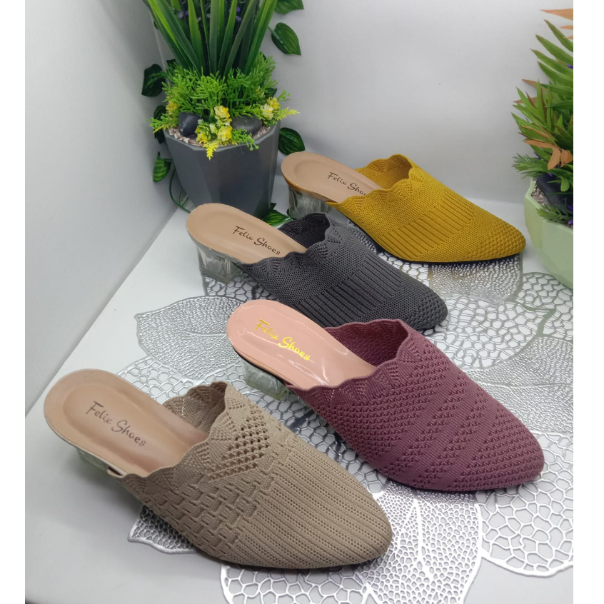 SANDAL HEELS HAK KACA 5CM HEELS BAKPAU HAK KACA HEELS RAJUT IMPORT HEELS HAK TINGGI HILS HK KACA FAS