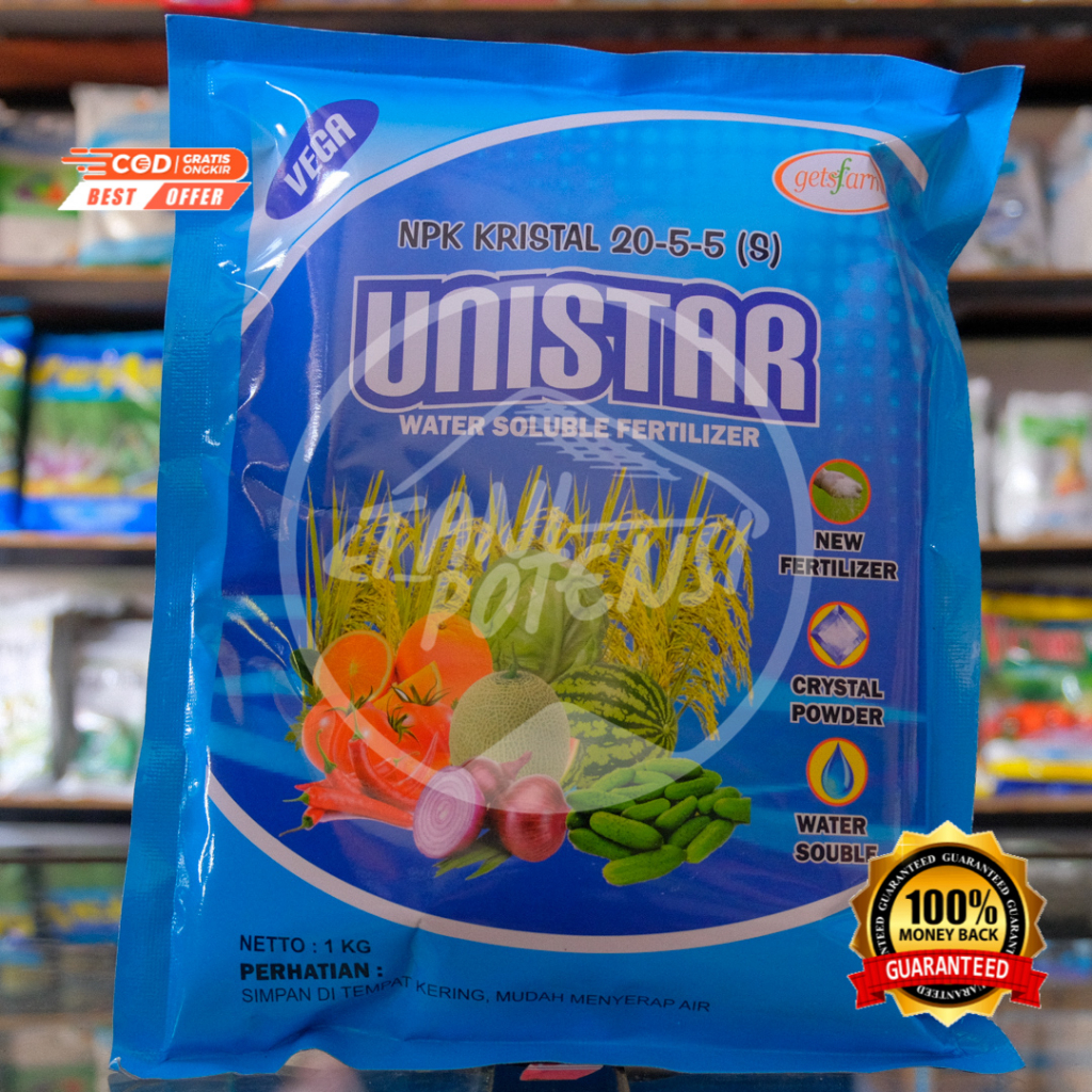 Pupuk UNISTAR VEGA 1 kg Daun/ Pupuk Npk Daun Kristal Powder 20-5-5(s) Npk Daun/npk Kristal Powder Da