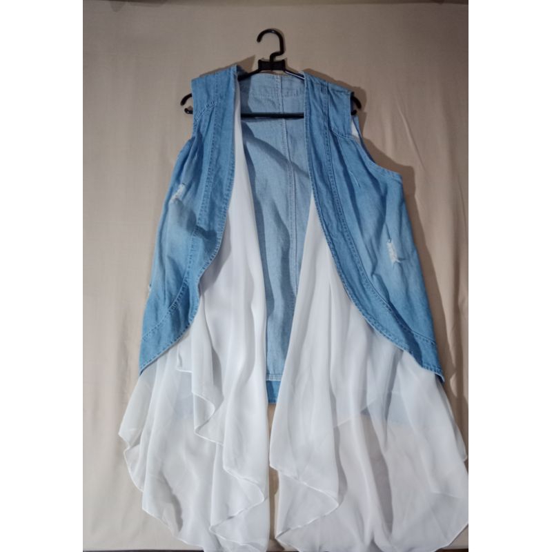 Vest Outer Jeans Denim Atasan Rompi Wanita Kekinian (PRELOVED)