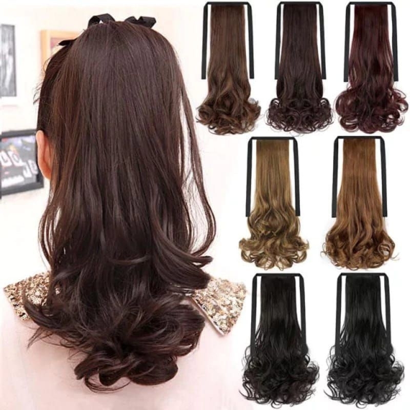 {OTU} Rambut Palsu Ikat Tali Panjang 35cm Model Gelombang / Rambut Palsu Keriting Panjang