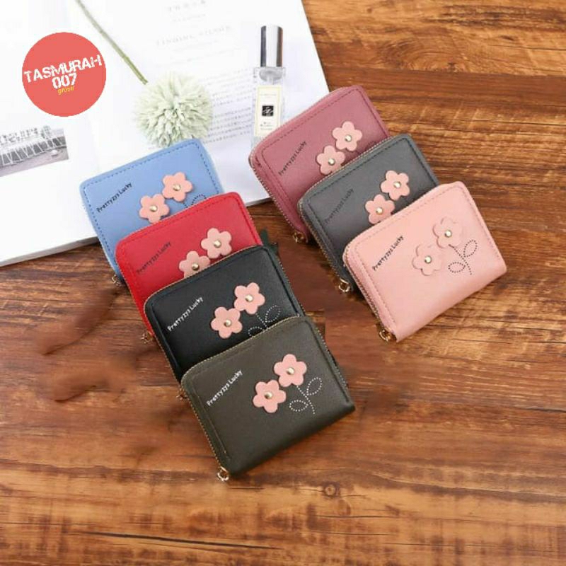 Dompet wanita kecil Dompet kartu & uang Dompet wanita resleting mini motif Bunga