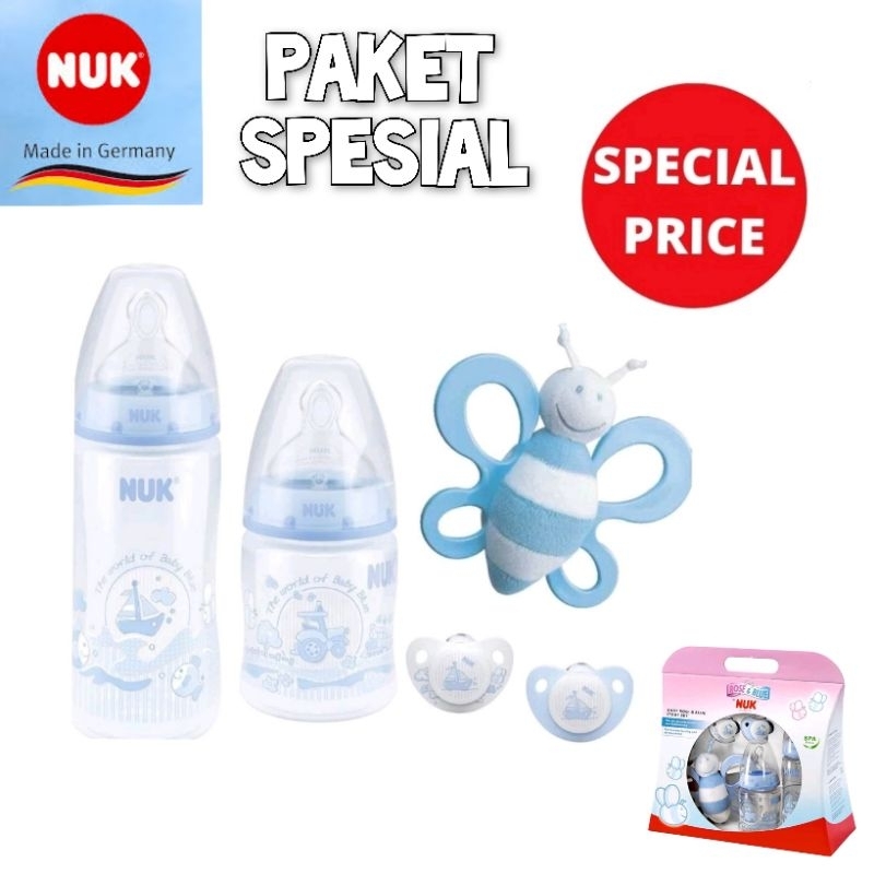 NUK Newborn Starter Set Special Price / Set Botol Susu Bayi Empeng NUK Botol 150ml NUK Silicone Soot