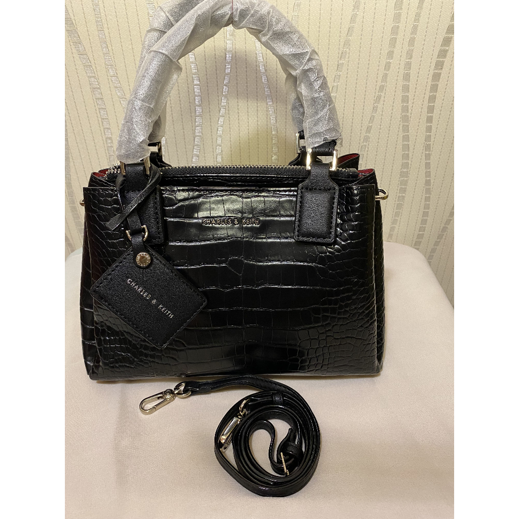 CK Croco Structured Top Handle