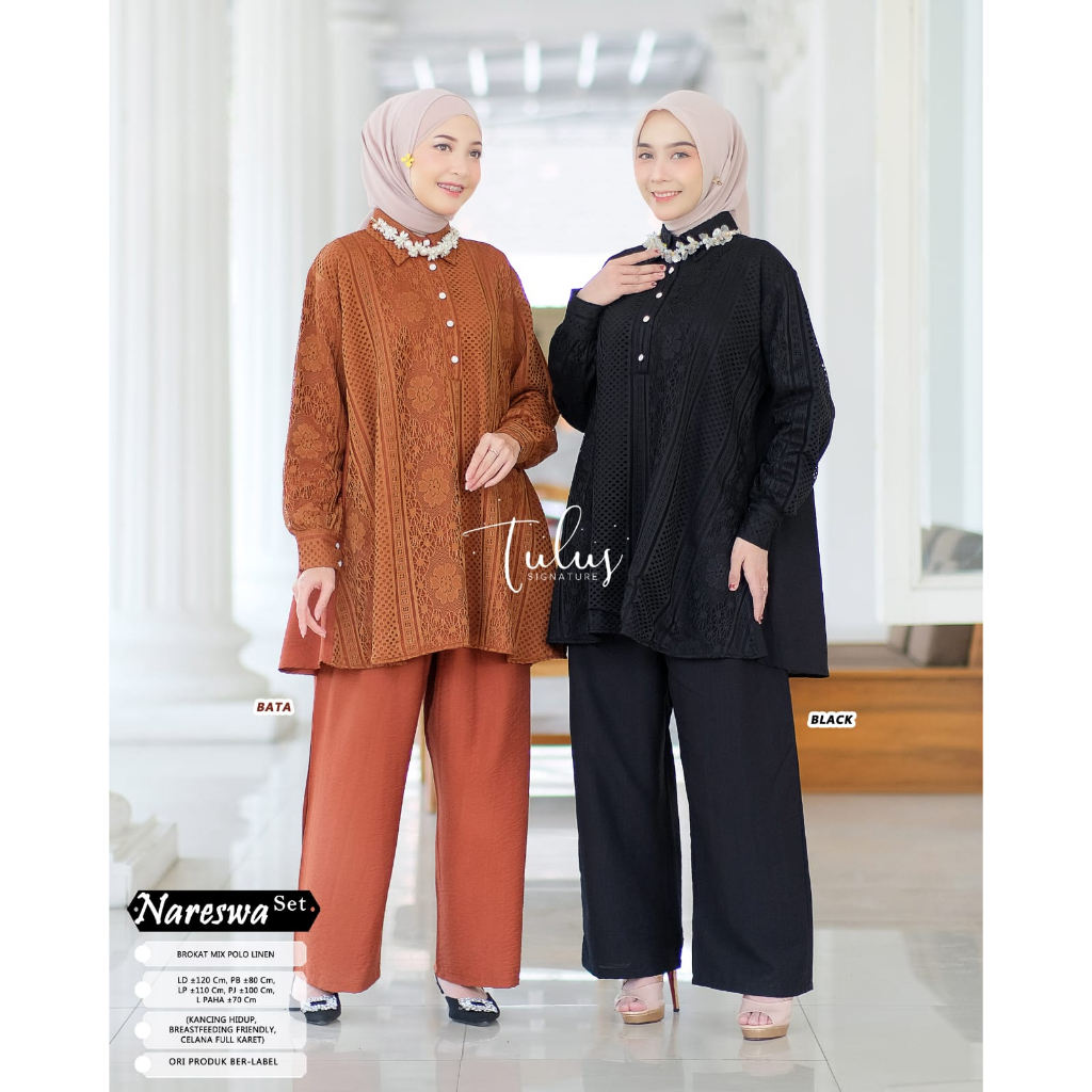 One Set Wanita Kekinian Korean Style Kondangan Setcel Baju Stelan Wanita Jumbo LD 120 / NARESWA