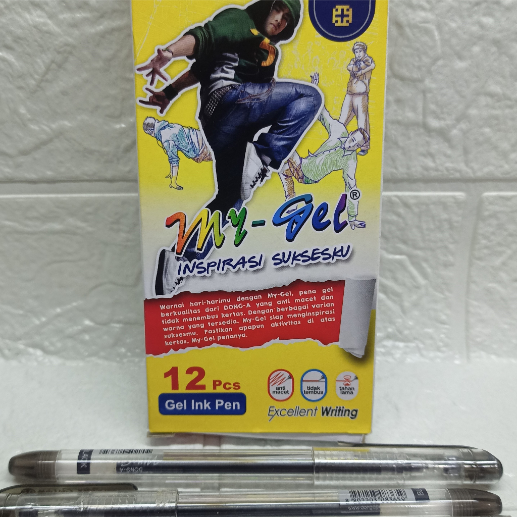 

1 Kotak / 12 Pcs Pena My Gel / Pulpen My Gel Dong-A 0.5mm Hitam - Merah - Biru