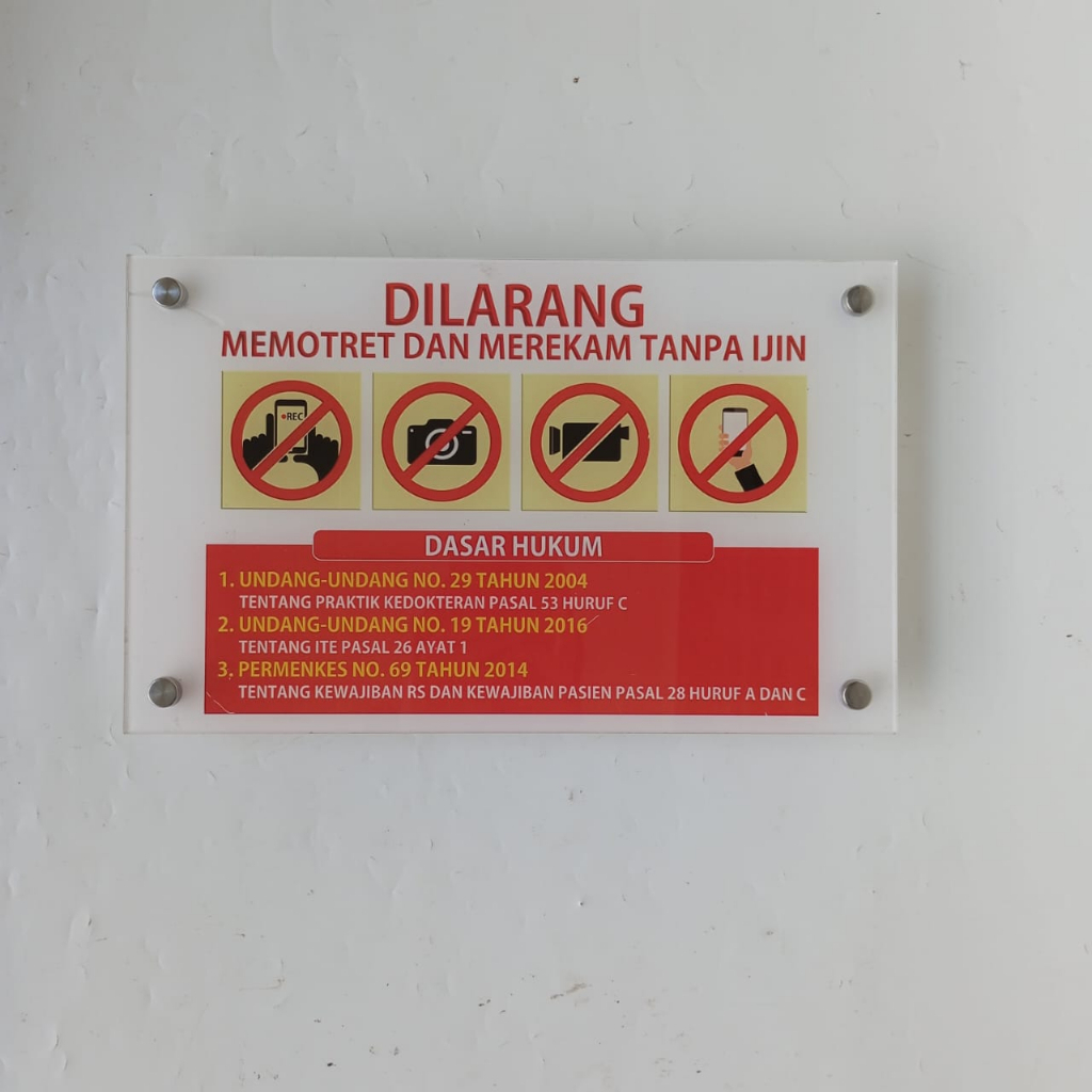 Akrilik Larangan Memotret, Papan Akrilik Larangan Memotret, Akrilik DIlarang Merekam dan Memotret