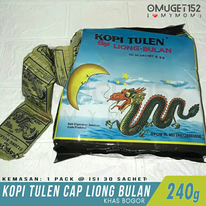 

[omuget152] Pack isi 30pcs - Kopi Tulen (Tanpa Gula) cap Liong Bulan Khas Bogor, 240gr