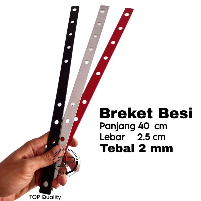 Breket Besi tebal 2mm panjang 40 cm lebar 2.5cm breket plat strip serbaguna