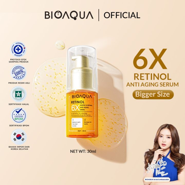 BIOAQUA 6X Gentle-A Retinol Serum Wajah Anti Aging Essence 30ml Dark Spot Serum Brightening untuk Fl