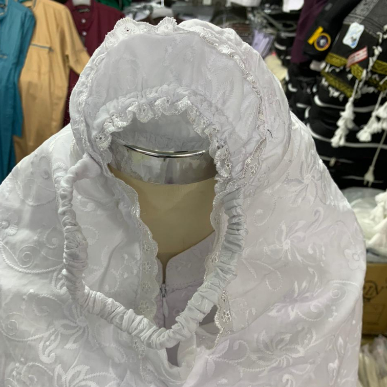TERLARIS Bergo Haji / Jilbab Umroh, Putih Premium Katun XL Dan Jumbo