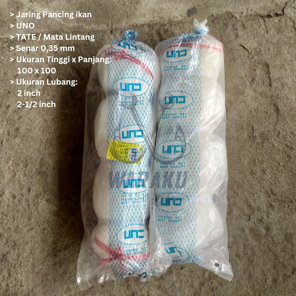 Jaring Ikan / Pukat UNO 0.35 Lubang 2 inch ~ 2-1/2 inch 100x100 TATE