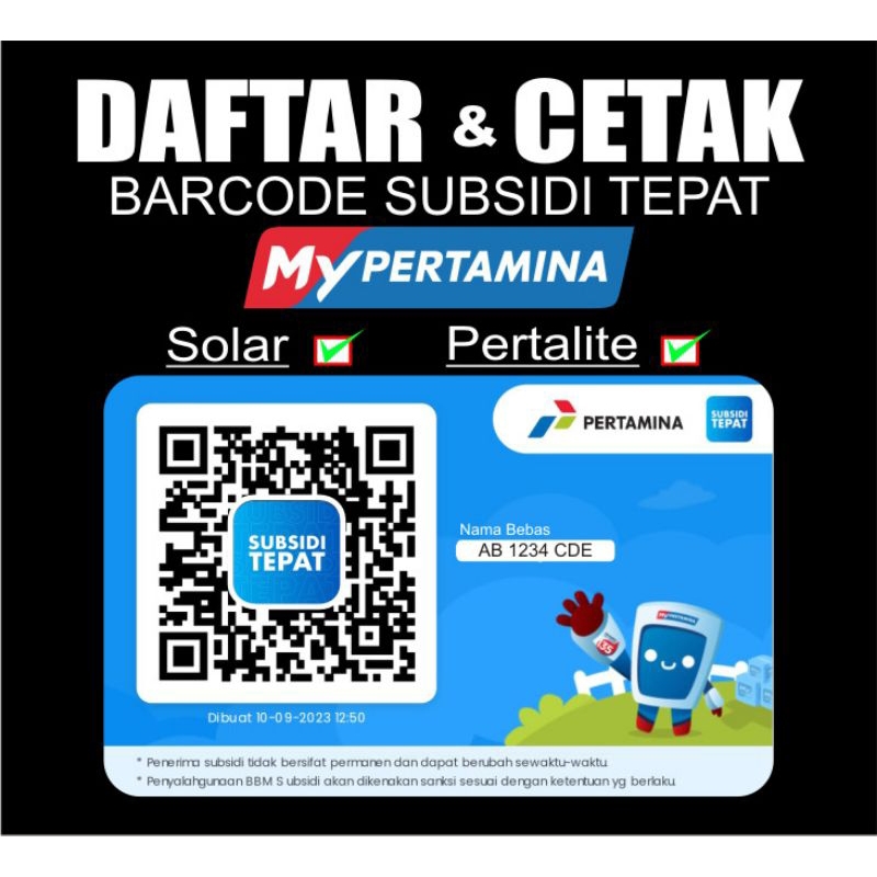 DAFTAR dan cetak barcode subsidi tepat myPertamina, bisa request foto sesuai keinginan